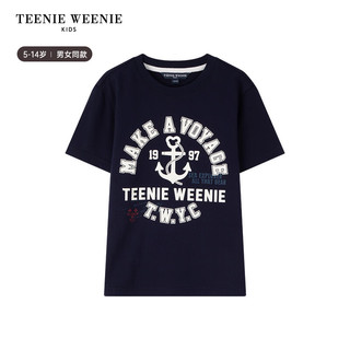 Teenie Weenie Kids小熊童装24春夏男女童宽松落肩舒适百搭T恤 藏青色 130cm