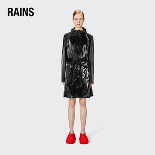RainsRains 女士休闲防水风衣 时尚简约中长款雨衣外套 Curve W Jacket 午夜黑 S