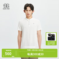 KOLON SPORT/可隆POLO衫 男子户外吸湿露营徒步运动短袖T恤 LHPT4MTT57-IV 白【网眼面料】 175/L