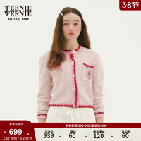 Teenie Weenie小熊女装2024春装小香风短款针织开衫设计感外套 浅粉色 170/L