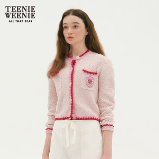 Teenie Weenie小熊女装2024春装小香风短款针织开衫设计感外套 浅粉色 170/L