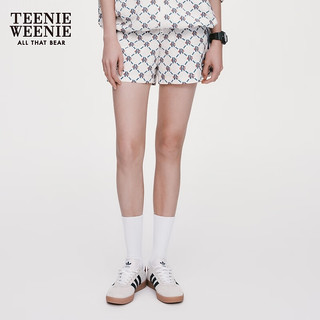 Teenie Weenie【UPF50+防晒仿记忆面料】小熊2024年老花运动短裤女 象牙白 170/L