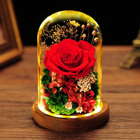 花时间 永生花玫瑰礼盒玻璃罩闺蜜女友浪漫新年 情比金坚