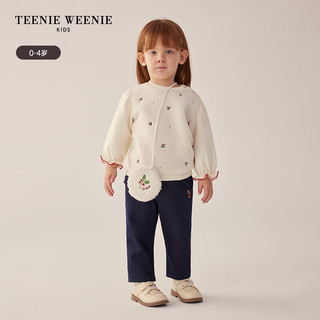 Teenie Weenie Kids小熊童装24早春女宝宝简约加绒直筒针织裤 藏青色 90cm