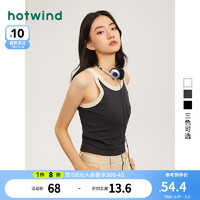 热风（Hotwind）春季女士时尚简洁内搭短款背心修身型无袖外穿吊带 52深灰 L