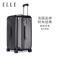 ELLE 她 24英寸黑色运动行李箱女士拉杆箱大容量设计时尚拉链密码箱