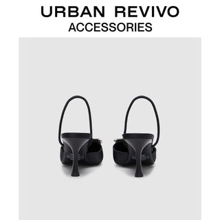 URBAN REVIVO季女士优雅水钻扣尖头细高跟鞋UAWS32066 正黑 37