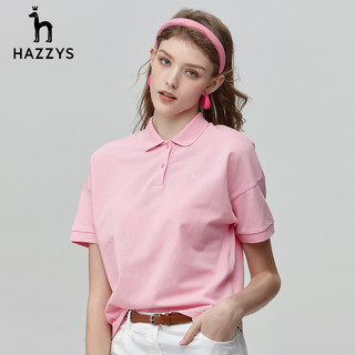 哈吉斯（HAZZYS）女装 春秋款polo领清新感减龄时尚T恤ASTSE03BX07 粉色PN 160/84A 38