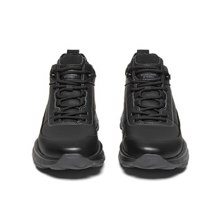 天美意2023冬低靴系带时尚休闲男工装靴3NW01DD3 黑色（毛里） 38