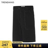 TRENDIANO明线设计休闲短裤2024年春季百搭时尚五分裤宽松男 黑色 L