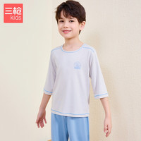 三枪儿童莫代尔少儿圆领中袖中裤家居套装 珍珠灰 150【参考体重70-80斤】