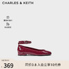 CHARLES&KEITH24春季纯色平底腕带芭蕾舞鞋单鞋子女鞋女士CK1-70381032 Burgundy葡萄酒红色 40
