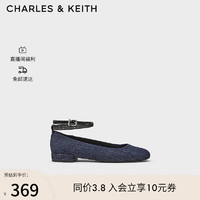 CHARLES&KEITH24春季纯色平底腕带芭蕾舞鞋单鞋子女鞋女士CK1-70381032 DARK BLUE深蓝色 41