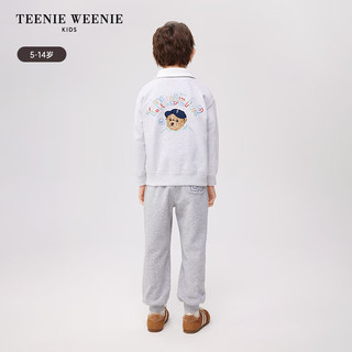 Teenie Weenie Kids小熊童装24春季男童简约休闲抽绳束脚卫裤 中灰色 150cm