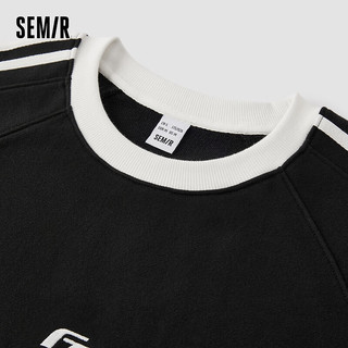 森马（Semir）卫衣男2024春季运动风字母绣花上衣时尚插肩袖 黑色90001 175/92A/L