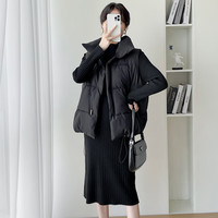 苒祺祺 孕妇秋装连衣裙套装时尚款2023春秋新款孕妇马甲秋冬季外穿两件套 黑色马甲（单件） L