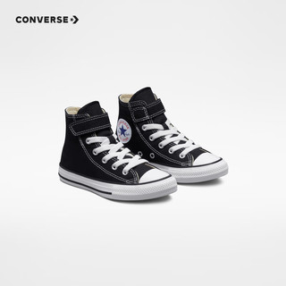 匡威（Converse）儿童帆布鞋秋男女童魔术贴休闲鞋全明新经典高帮小白鞋 黑色(偏大,拍小一码) 29码