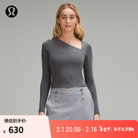 lululemon丨Soft Ribbed 女士不对称款罗纹长袖 T 恤 LW3HXNS 石墨灰 10