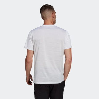 adidas 阿迪达斯 速干舒适跑步运动上衣圆领短袖T恤男装阿迪达斯HB7444 白/深银灰 S