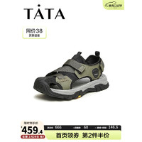 他她（TATA）2024夏时尚百搭厚底凉鞋男QEC01BL4 绿/黑 44