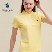 美国马球协会 U.S. POLO ASSN.US保罗T恤女季时尚减龄翻领短袖女运动休闲POLO衫 黄色 L 165/88A