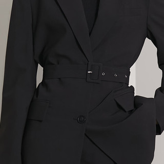 AMII早春通勤西装套装休闲时尚裤装女气质女神范职业装 黑色（西装） XL