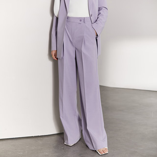 AMII早春通勤西装套装休闲时尚裤装女气质女神范职业装 丁香紫（长裤） XL