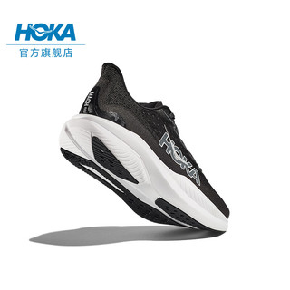 HOKA ONE ONE 男女款春夏马赫6竞训公路跑步鞋MACH 6速度舒适柔软 黑色/白色-男 40.5