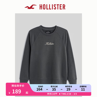 HOLLISTER 24春夏百搭圆领插肩袖修身休闲运动卫衣男 356718-1 黑色 L