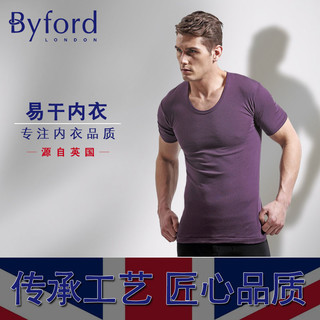 BYFORD百富打底内衣棉质短袖T恤男圆领易干打底衫男士四季MW8120 黑色 L