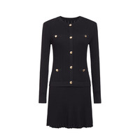 ochirly欧时力 假两件针织连衣裙2024春装花边坑条法式修身 白色 L