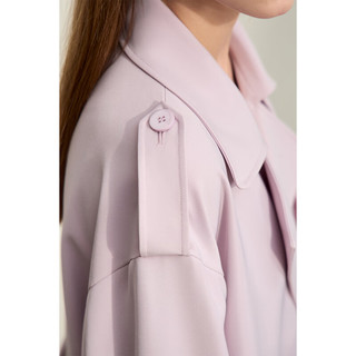 AMII2024春高级通勤风配腰带高开叉长款风衣女多巴胺色彩上衣 粉紫色 160/84A/M