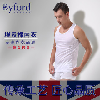 BYFORD/百富男士埃及棉背心打底衫T恤无袖动运汗衫上衣MW2235/2238 MW2235灰色 M