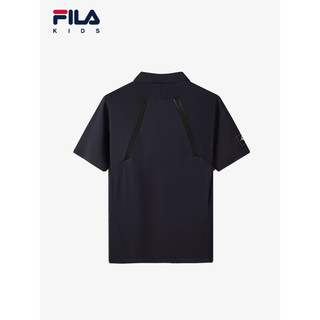 FILA【抗紫外线UPF50+】斐乐童装2024春中大童男童防晒短袖POLO潮 深黑-BK 165cm