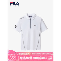 FILA【抗紫外线UPF50+】斐乐童装2024春中大童男童防晒短袖POLO潮 玉石白-WT 150cm