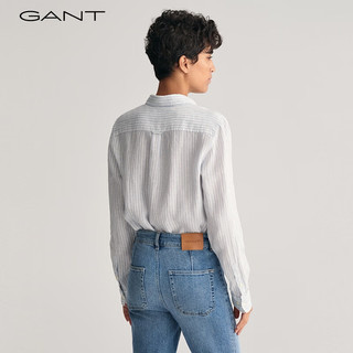 GANT甘特2024春季女士休闲翻领亚麻长袖衬衫|4300276 455浅蓝色 38