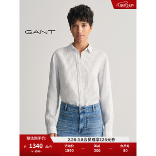 GANT甘特2024春季女士休闲翻领亚麻长袖衬衫4300276 455浅蓝色 42