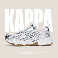 KAPPA卡帕女鞋运动老爹鞋子女2024春季厚底百搭跑鞋轻便软底休闲鞋 银色 37