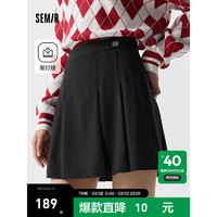 森马（Semir）半身裙女易打理A字裙2024春季俏皮百褶裙百搭 黑色90001 180/82A/XXXL