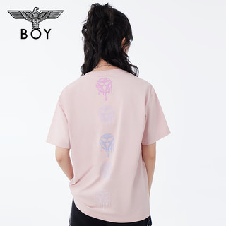 BOY LONDON春夏24男女同款短袖三鹰标印花设计感潮牌T恤N01068 粉色 S