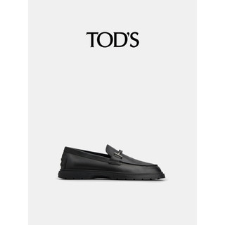 托德斯 TOD'S【肖战同款】2024春夏TIMELESS双T扣皮革乐福鞋 黑色 44