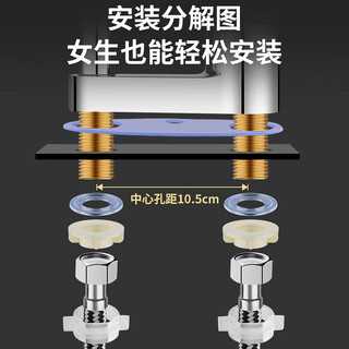 起点如日（QIDIANRURI）洗手盆冷热水龙头卫生间双孔面盆二合一全铜家用浴室脸台盆洗漱 【加厚黄铜赛洛】+80cm水管