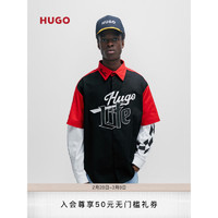 HUGO【】男士2024早春赛车装饰宽大版型衬衫 001-黑色 EU:XL