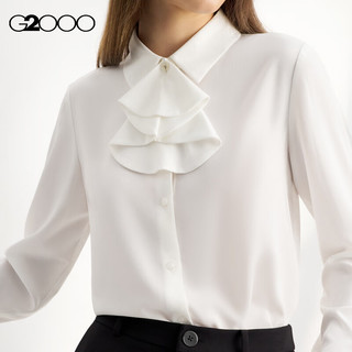 G2000【肌理感】G2000女装SS24商场柔软可机洗配领带休闲长袖衬衫 肌理感-雪白带领衬衫25寸 40