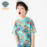 汪汪队立大功汪汪队男童t恤短袖夏装2024宝宝夏季儿童纯棉上衣男孩短袖T恤 蓝色 120CM