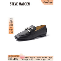 史蒂夫·马登 STEVE MADDEN/思美登春夏绒面真皮低跟休闲乐福鞋女 MIAYA 黑色皮面 38