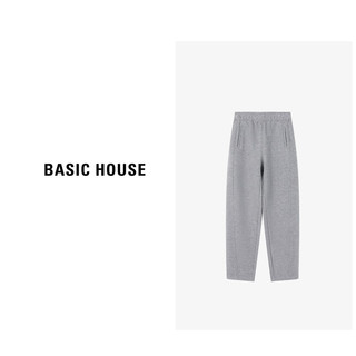 Basic House/百家好春季直筒中高腰休闲裤女香蕉裤奶奶裤宽松百搭纯色长裤 米色 L115-125斤