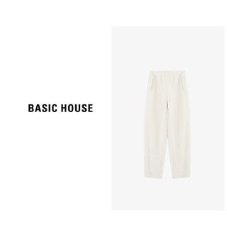 Basic House/百家好春季直筒中高腰休闲裤女香蕉裤奶奶裤宽松百搭纯色长裤 灰色 XL125-135斤