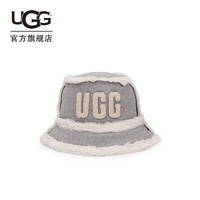 UGG冬季女士帽子休闲舒适纯色毛茸圆帽渔夫帽 22655 GRHE  灰色 L/XL