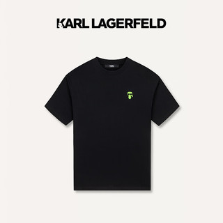 Karl Lagerfeld卡尔拉格斐轻奢老佛爷男装2024春夏款背部LOGO印花休闲 短袖T恤 黑色 50